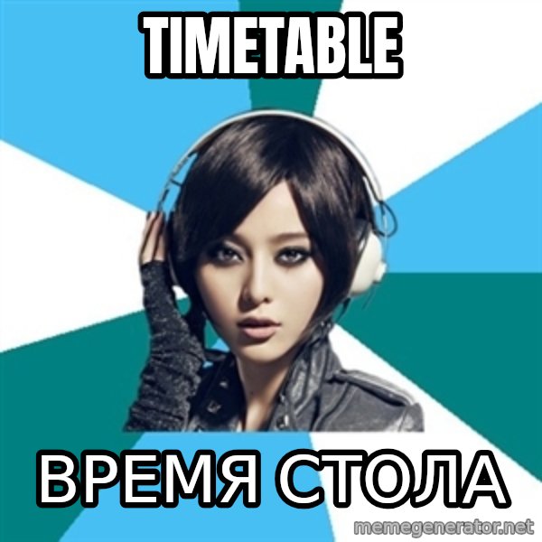 Crafty Interpreter meme: timetable / время стола
