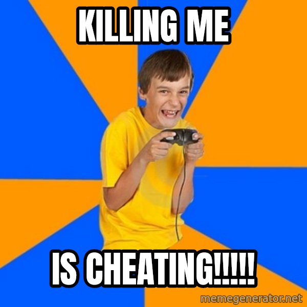 Annoying Gamer Kid meme: killing me / is cheating!!!!!