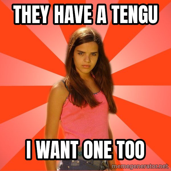 Jealous Girl meme: they have a tengu / i want one too