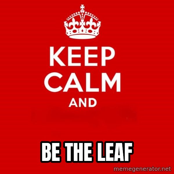Keep calm and meme: Be the Leaf