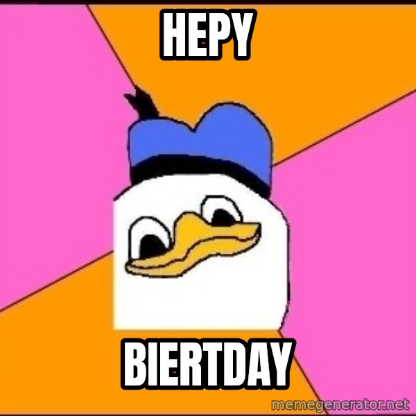 Uncle Dolan meme: hepy / biertday