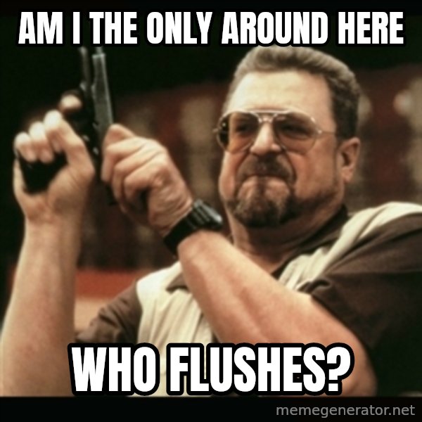 am i the only one around here meme: Am I the only around here / who flushes?