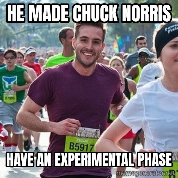 Ridiculously photogenic guy (Zeddie) meme: he made chuck norris / have an experimental phase