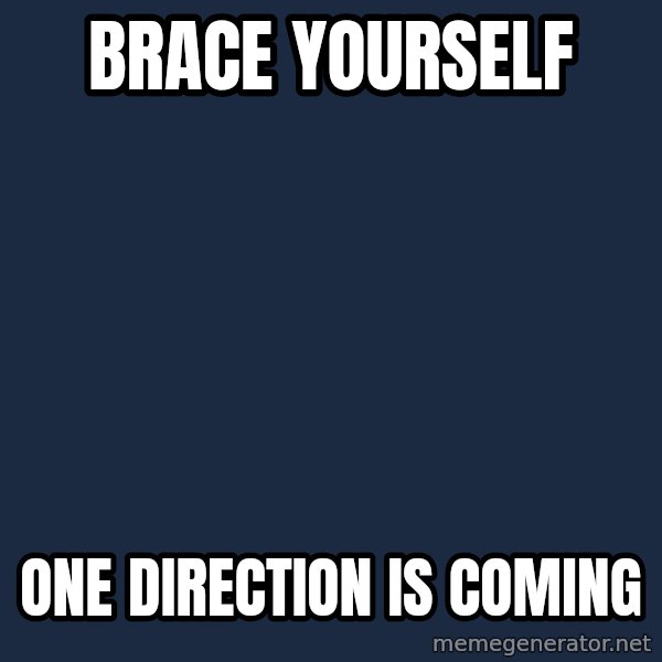 Winter is Coming meme: brace yourself / one direction is COMING