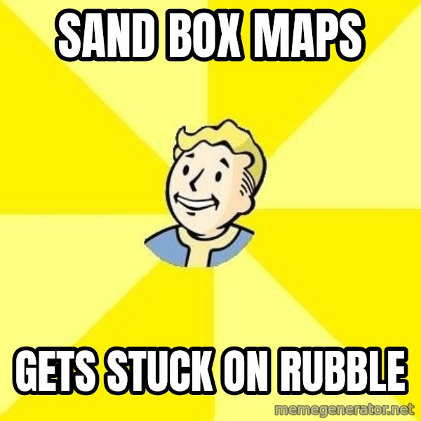 Fallout 3 meme: Sand Box Maps / Gets stuck on rubble