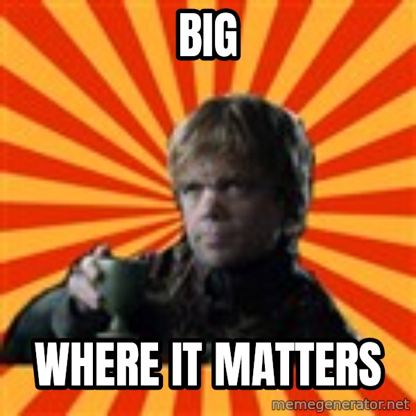 Tyrion Lannister meme: big / where it matters