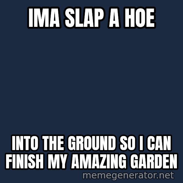 Hood Dad meme: Ima slap a hoe / into the ground so i can finish my amazing garden