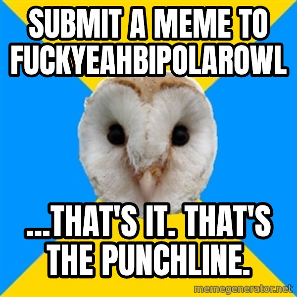 Bipolar Owl meme: Submit a meme to fuckyeahbipolarowl / ...That's it. that's the punchline.