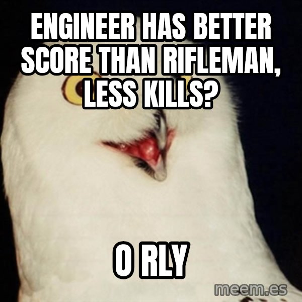 Orly Owl meme: Engineer Has BETTER SCORE THAN RIFLEMAN, Less Kills? / O RLY
