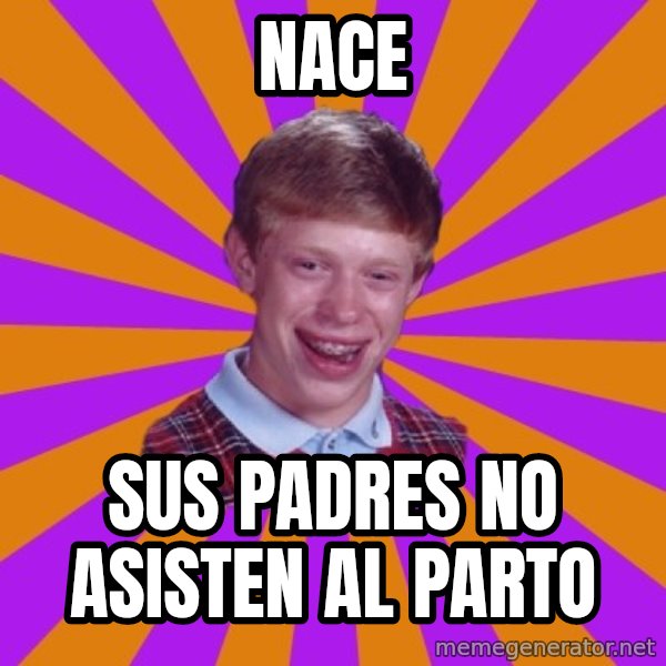 Unlucky Brian Strikes Again meme: nace / sus padres no asisten al parto