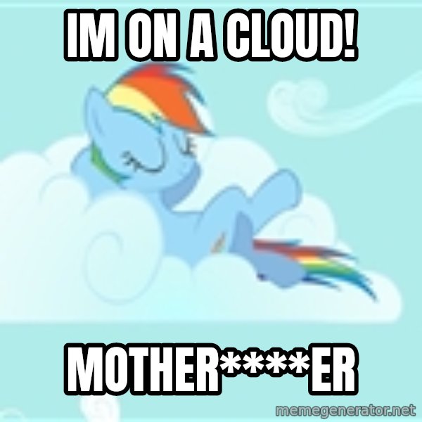 My Little Pony meme: IM ON A CLOUD! / MOTHER****ER