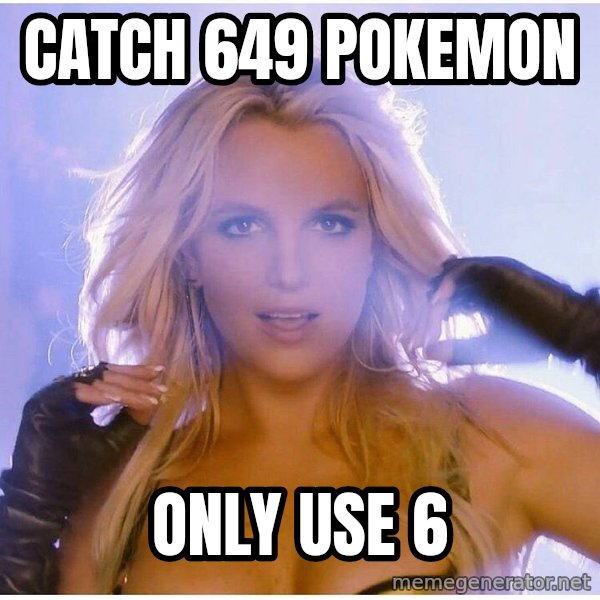 Professor Oak meme: Catch 649 pokemon / only use 6