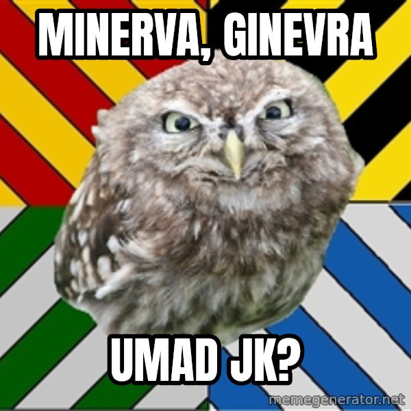 JEALOUS POTTEROMAN meme: minerva, ginevra / umad jk?