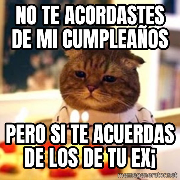 Birthday Cat meme: NO TE ACORDASTES DE MI CUMPLEAÑOS / PERO SI TE ACUERDAS DE LOS DE TU EX¡