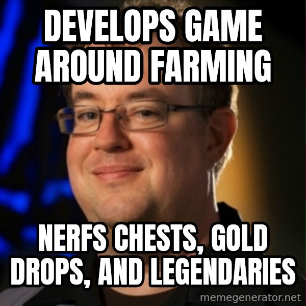Jay Wilson Diablo 3 meme: Develops game around farming / Nerfs chests, gold drops, and LEGENDARIES