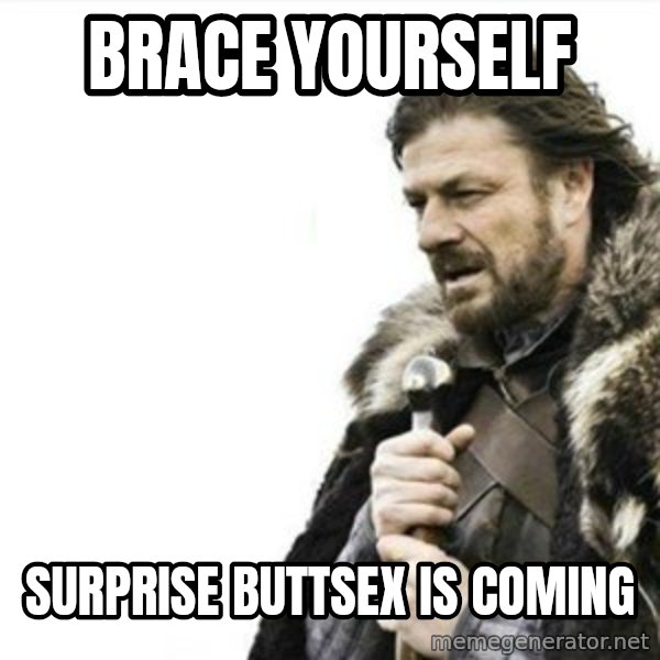Prepare yourself meme: BRACE YOURSELF / SURPRISE BUTTSEX IS COMING
