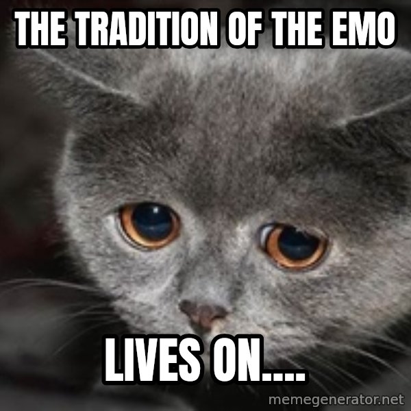 Sadcat meme: the tradition of the emo / lives on....