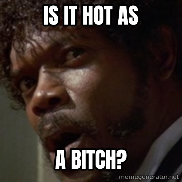 Angry Samuel L Jackson meme: IS IT HOT AS / A BITCH?