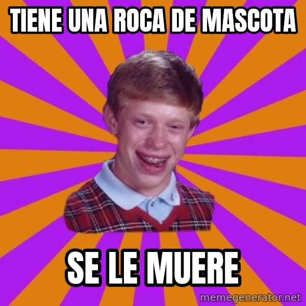 Unlucky Brian Strikes Again meme: Tiene una roca de mascota / se le muere