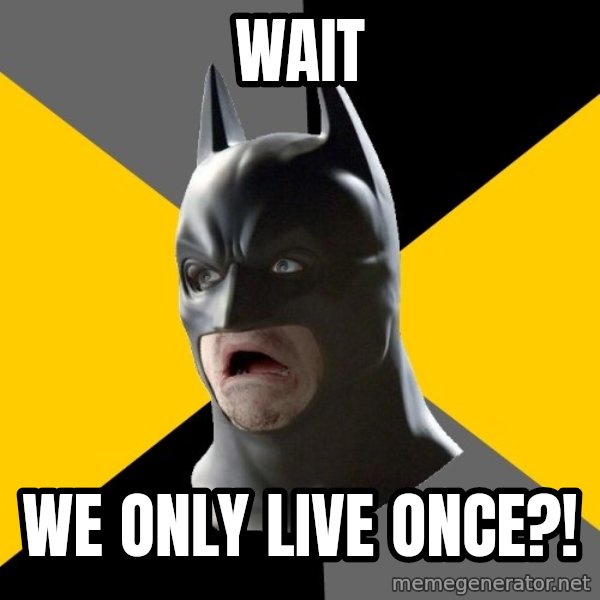 Bad Factman meme: wait / we only live once?!
