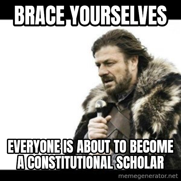 Winter is Coming meme: Brace yourselves / everyone is about to become a constitutional scholar