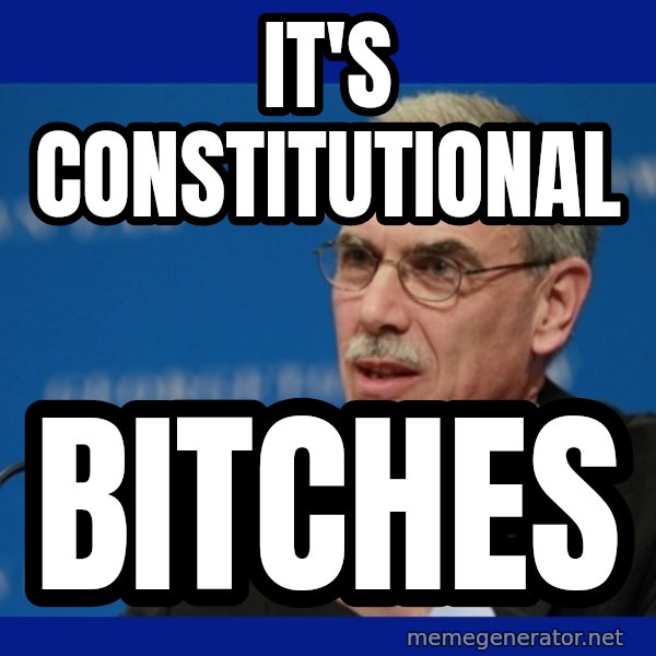 Donald Verrelli meme: It's constitutional / Bitches