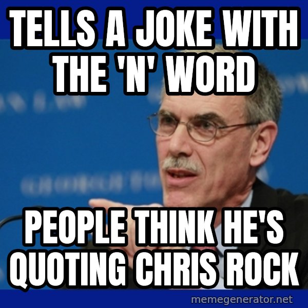 Donald Verrelli meme: TELLS A JOKE WITH THE 'N' WORD / PEOPLE THINK HE'S QUOTING CHRIS ROCK