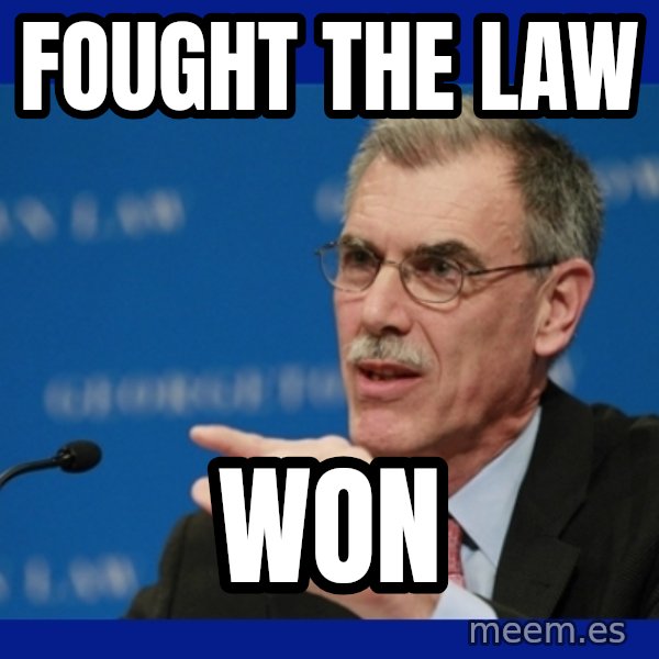 Donald Verrelli meme: fought the law / won
