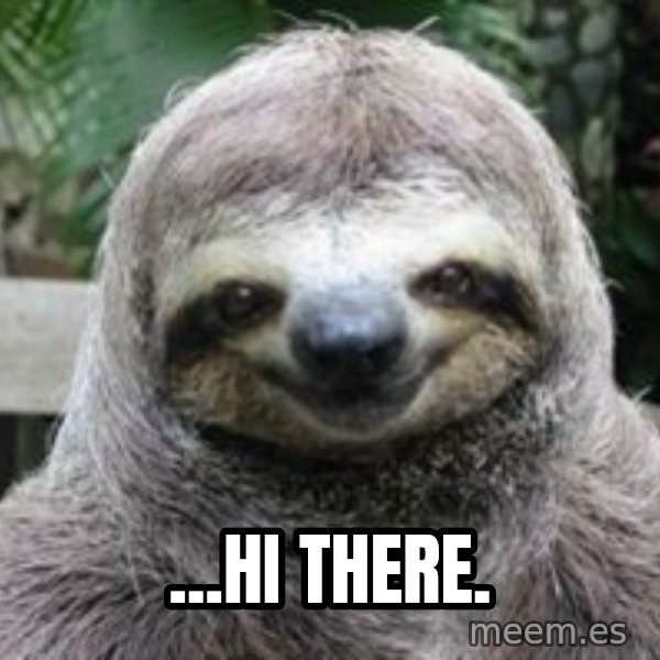 Sexual Sloth meme: ...Hi there.