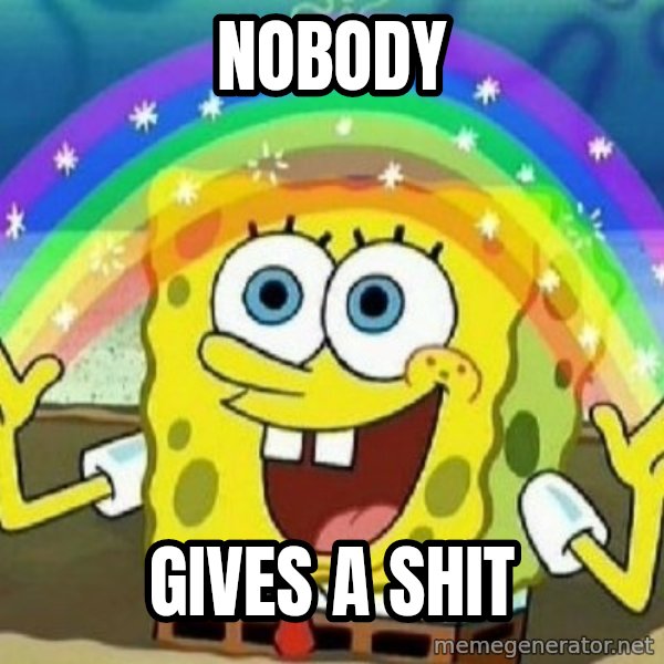 See? Nobody Cares meme: NOBODY / GIVES A SHIT