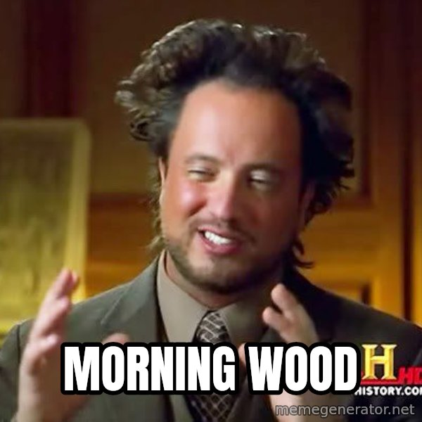 Ancient Aliens meme: MORNING WOOD