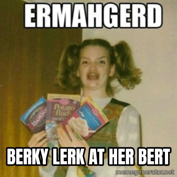 Ermahgerd meme: Berky Lerk at her bert