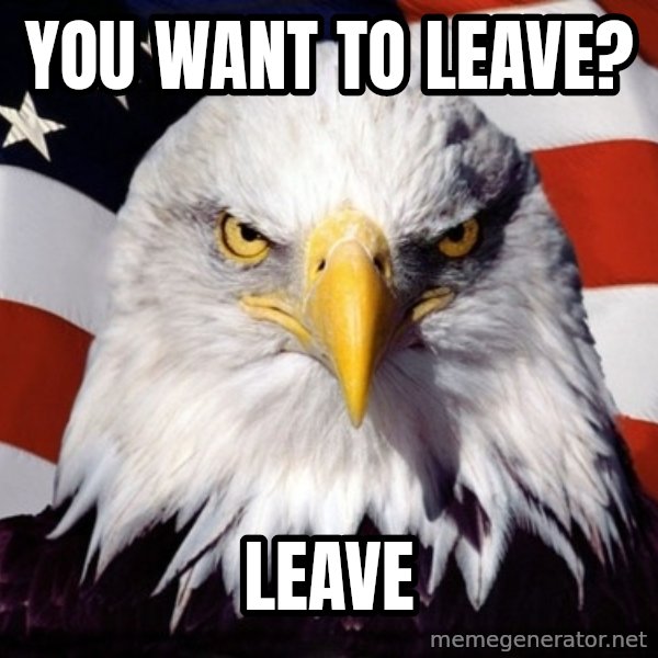 American Pride Eagle meme: You want to leave? / Leave