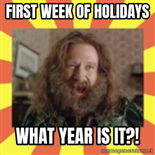 Robin Williams meme: First week of holidays / what year is it?!