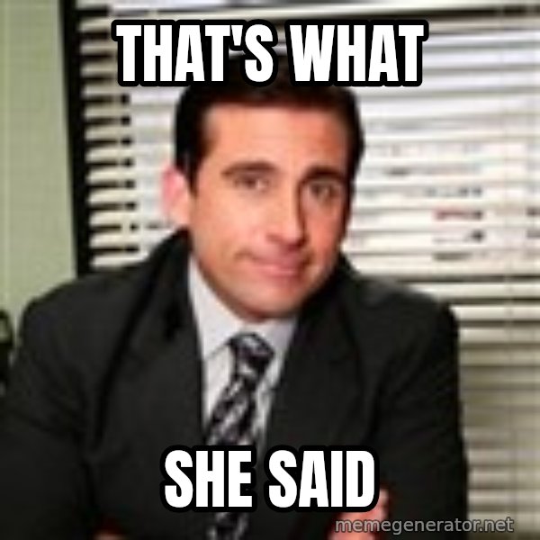 Michael Scott meme: That's what / She said