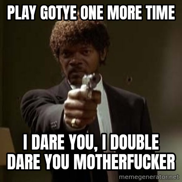 Jules Pulp Fiction meme: Play gotye one more time / i dare you, i double dare you motherfuckER