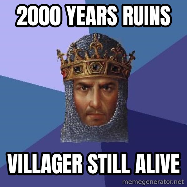 Age Of Empires meme: 2000 years ruins / villager still alive