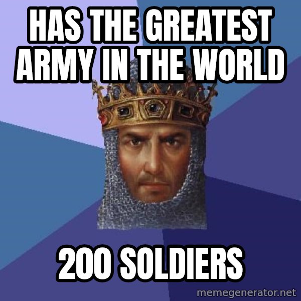 Age Of Empires meme: has the greatest army in the world / 200 soldiers