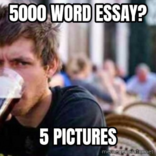 The Lazy College Senior meme: 5000 word essay? / 5 pictures