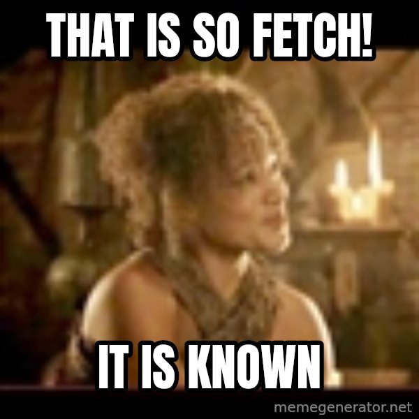 It Is Known Lady meme: That is so fetch! / it is known