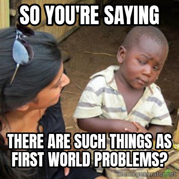 Skeptical 3rd World Kid meme: so you're saying / there are such things as first world problems?
