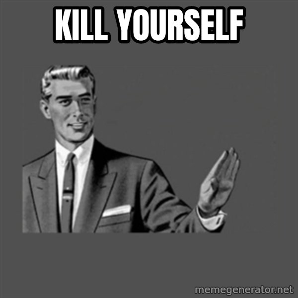 Grammar Guy meme: Kill yourself