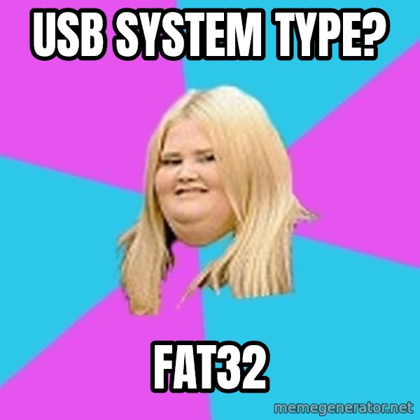 Fat Girl meme: USB system type? / Fat32