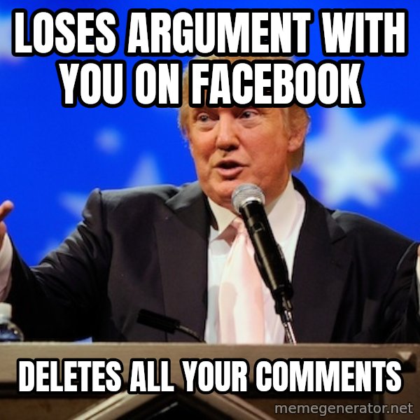 Annoying Facebook Girl meme: loses argument with you on facebook / deletes all your comments