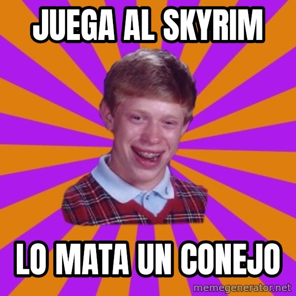 Unlucky Brian Strikes Again meme: Juega al skyrim / lo mata un conejo