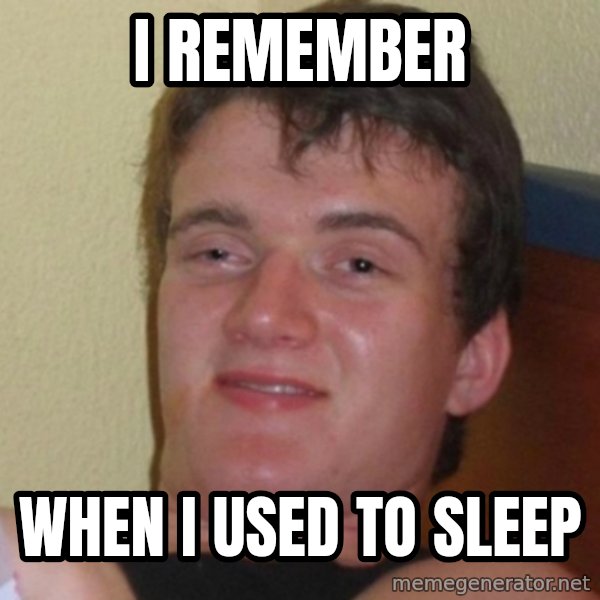 Really Stoned Guy meme: I remember / When I used to sleep