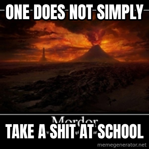 One Does Not Simply meme: one does not simply / take a shit at school