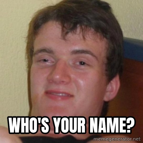 Stoner Guy meme: WHO'S YOUR NAME?