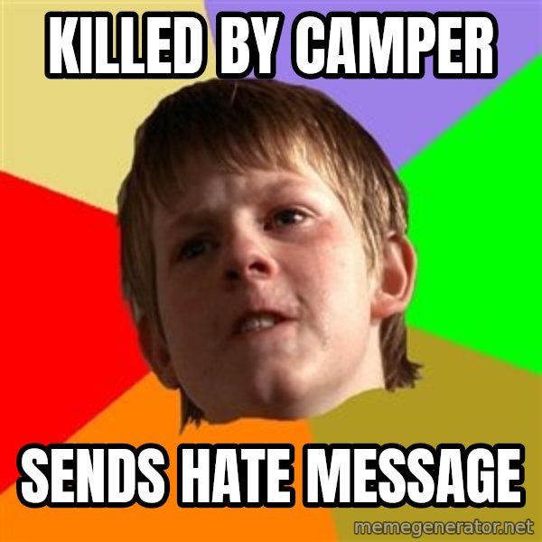 Angry School Boy meme: killed by camper / sends hate message