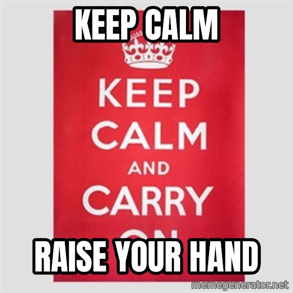 Keep Calm meme: Keep Calm / RAise your hand